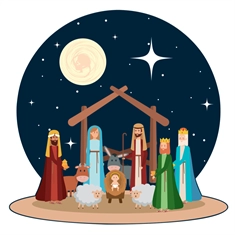 Christmas Decoration Nativity Scene with 3 Wise Men Sticker